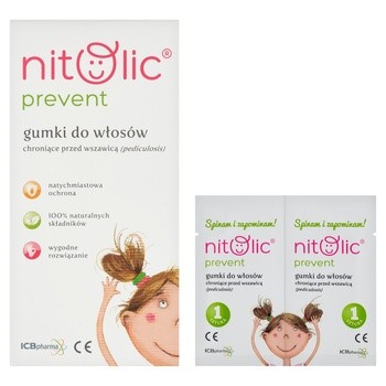 Nitolic Prevent, gumki do włosów przeciwdziałające wszawicy, 4 szt.