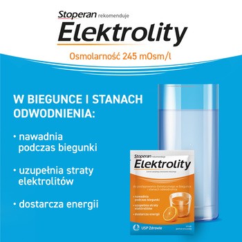 Stoperan, Elektrolity, proszek, smak pomarańczowy, 7 saszetek