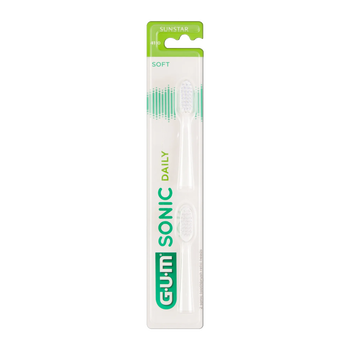 Gum Sonic Daily, wymienne końcówki do szczoteczki sonicznej, białe, 2 szt.