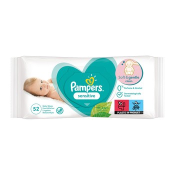 Pampers Sensitive, chusteczki nawilżane dla niemowląt, 52 szt.