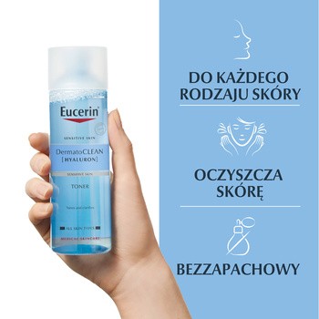 Eucerin Dermatoclean [Hyaluron], tonik oczyszczający do twarzy do każdego rodzaju skóry, 200 ml