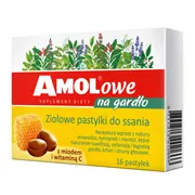 Amolowe Na Gardło z miodem i witaminą C, pastylki do ssania, 16 szt.