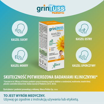 GrinTuss Pediatric, syrop dla dzieci na kaszel suchy i mokry, 180 g