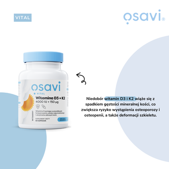 Osavi Witamina D3 + K2 4000IU + 150 μg, kapsułki, 120 szt.
